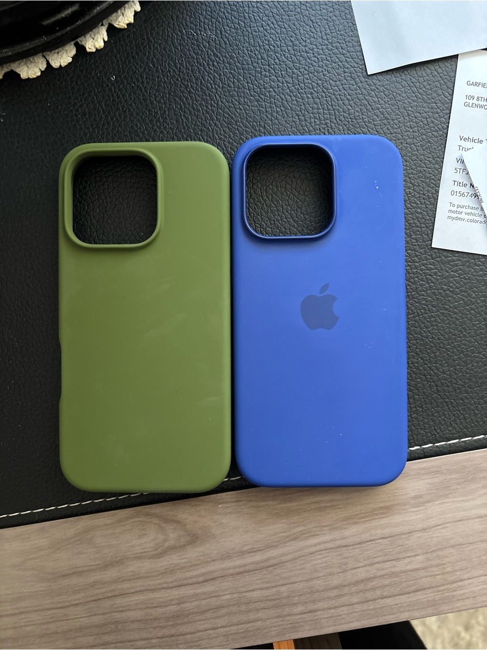 Apple Silicone iPhone Cases - Olive Green and Royal Blue